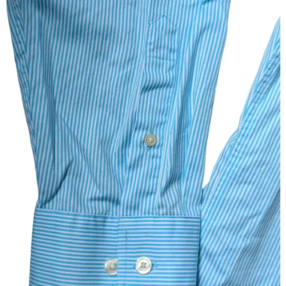 Banana Republic Shirt Mens XL Blue Stripe Slim Fit Non Iron‎ Dress Button Down